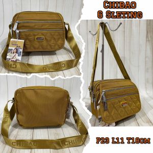 TAS SELEMPANG WANITA CHIBAO KANVAS BORDIR SG9572 6Sleting