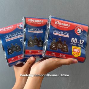 Kleaner Trash Bag HITAM 72 pcs - 20L (3roll) Kantong Sampah GSL998