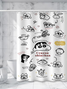 Cartoon Bath Curtain Set Waterproof Partition Drape Heavy Duty Bathroom Window Treatment Japanese Style Decorative Tapestry