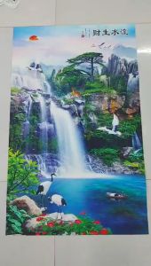 Tranh dán tường khổ dọc VTC Nước chảy sinh tài UD1209 kim sa nhiều mẫu và kích thước