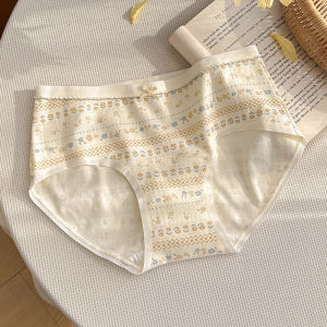 Antibacterial Extended Crotch Butterfly Knot Cotton Underwear for Women mid Waist Triangle Pants Comfortable Pure Cotton Briefs
