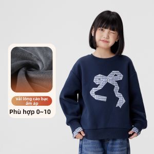 Áo Hoodie Lông Fox Giả Dạng Hai Mảnh Cho Bé Gái