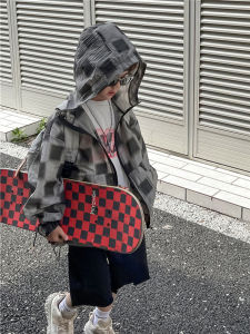 Áo Khoác Chống Nắng Mùa Hè Cho Bé Trai Áo Khoác Kẻ Caro Mỏng Có Mũ Trùm Đầu Thời Trang Trẻ Em Quần Áo Trẻ Em Phong Cách Hàn Quốc
