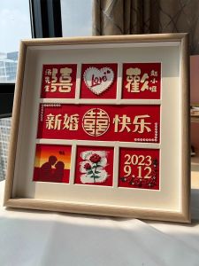 Handmade Engagement Wedding Gift Oil Pastel Decorative Item for New Couples Bridesmaid Sister Modern Simple Wood Frame