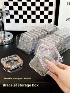 Portable Crystal Jewelry Storage Box Transparent Display Case for Bracelets Earrings Simple Design Home Organization Accessory