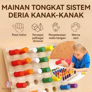 Montessori Wooden Cylinder Socket Blocks Board Game and Color Sorting  Fine Motor skills Early Learning Toy