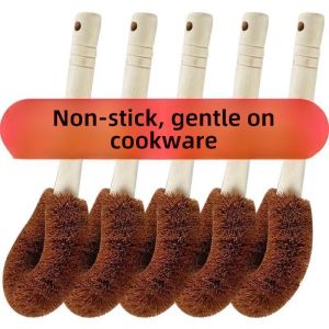 Natural Fiber Long Handle Pot Brush for Home Use Kitchen Dishwashing Tool Oil Removal Scouring Brush for Pots And Dishes