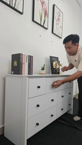 F&F: Basra Chest Drawer Modern Minimalist/ Almari Baju 8 Laci/ Almari Laci Murah