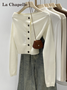 La Chapelle | Off-Shoulder Long Sleeve Knit Cardigan