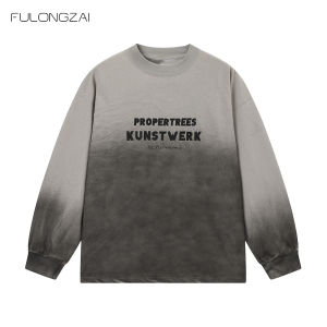 Loose Gradient Color T-Shirt for Boys And Girls Spring Autumn Seasonal Childrens Clothing Korean Style Cotton Material