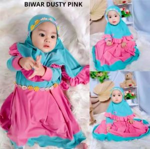 PROMO!!! Gamis Bayi Dan Anak Perempuan / Daisy Syari Kids / Sudah Termasuk Hijab / Cantik Lucu Dan Imut /s.0-6bln/ Usia 0-4 Tahun / Bahan Jersey Premium / Variasi Renda Warna