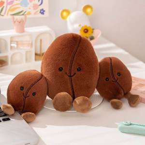 Coffee Bean Stuffed Toy Cute Doll Living Room Decoration Sleep Pillow Office Cushion Creative Funny Gift