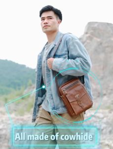 BULLCAPTAIN Mens Messenger Bag Leather Business Casual Large Capacity 9.7 Inch Tablet Shoulder Bag DJB-053