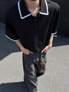 Áo Thun Polo Nam Mùa Hè Thường Ngày Bằng Polyester Và Lycra Có Khóa Kéo Ngắn Cổ Polo Thêu Họa Tiết Hình Học