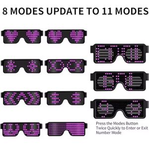 Led Party Glasses Multilingual USB Charge Led Flashing Luminous Eyewear Christmas Concert Birthday Party Holiday Glow Sunglasses