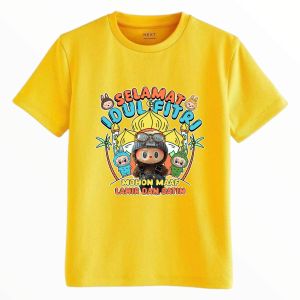 Baju kaos lebaran idul fitri anak perempuan anak laki-laki versi labubu lucu