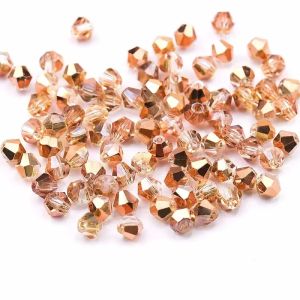 120pcs 4mm Electroplated Multicolor Bicone Beads for Jewelry Bracelet Making Bulk Faceted Crystal Glass Briolette Beads