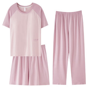 Bộ đồ ngủ MiiOW nữ làm bằng lụa Modal tay ngắn có đệm ngực thoáng mát thoải mái