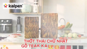 Thớt thái chữ nhật gỗ Teak tự nhiên Kalpen T6 size 20x30x2.5cm