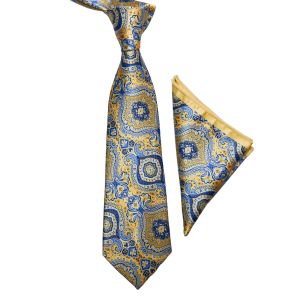 2pcs Neck Ties Set Yellow Red 100% Silk Neckties Mens Brown Dots Paisley Tie Wedding Party Suit Accessories Groom Tie Cravat