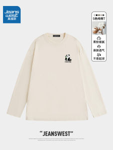 Jeanswest Mens round Neck Long Sleeve T-Shirt American Style Sweatshirt Versatile Top Spring Autumn New Arrival Cotton 100%