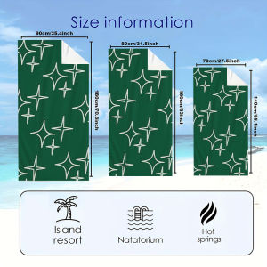 BILIBILI | Dark Green Line Star Quick Drying Microfiber Beach Towel Lightweight for Swimming Camping Yoga - Bath Towel