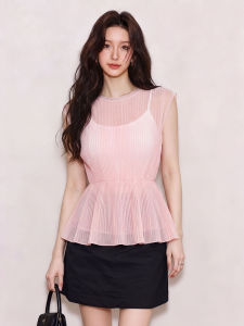 QFN | Stylish Elegant Pink Sleeveless Blouse for Women Summer