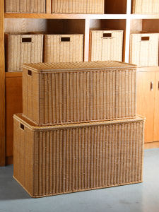 KENS | Large Flip-Top Storage Box for Clothing and Quilts Plastic Weave