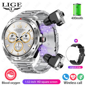 LIGE | LIGE 2-in-1 Smart Watch With Headphones Health Monitoring High Sound Quality Earbuds Alarm Reminder Bluetooth Call For Men Women