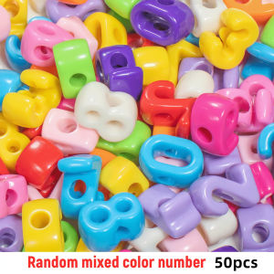 50pcs 14mm-20mm Acrylic Large Hole Letters and Numbers Beads for DIY Jewelry Making Bracelet Necklace Keychain Materials