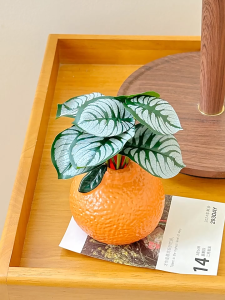 Orange Fruit Shaped Vase Reproduction Enamel Vase Desktop Art Vase Desktop Decoration Bouquet Centerpiece