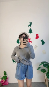 ชุดเซ็ตคอลเลคชั่นฤดูร้อน เสื้อแขนยาว+กางเกงขาสั้นสบายตัว