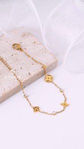 Vòng tay nữ titan Eleanor Accessories lắc tay hình hoa đính đá phụ kiện trang sức 6142