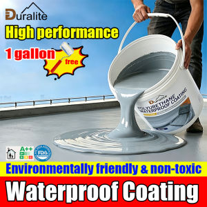 【With roller brush】DURALITE Polyurethane Waterproof Coating Roof Leak WaterProping Sealant 1gallon Waterproof Sealant Glue for Swimming Pools Fish Ponds Roofs Cementcrack Wall High Temperature Resistance No Cracking