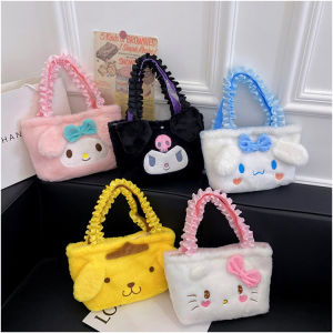 Cartoon Sanrio HelloKitty Ribbon Hand-held Square Bag Kuromi Girl Crossbody Bag Western Style Versatile Shoulder Bag Gift Toys