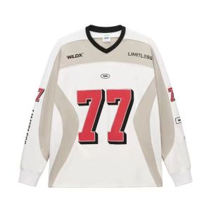 American Retro Hiphop Contrast Basketball Sweater Mens Fall Wear V-neck Full Set
