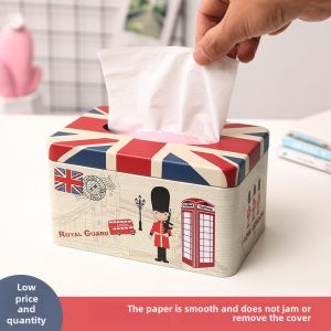 Luxurious Creative Tissue Box Holder for Living Room Car Use Drawstring Paper Napkin Box Rectangle Shape Iron Material