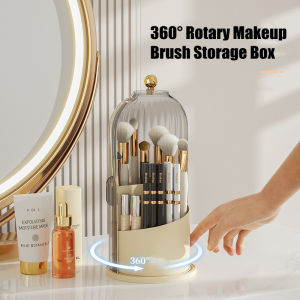 [SG Stock]360° Rotary Makeup Brush Storage Box With Cover Dust Proof Large Capacity Eyebrow Shadow Lipstick Makeup Brush