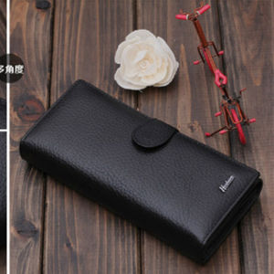2023 New Ladies Purse Womens Long Tri-Fold Genuine Leather Made Korean Womens Wallet First Layer Cowhide Wallet Retro Hand Holding