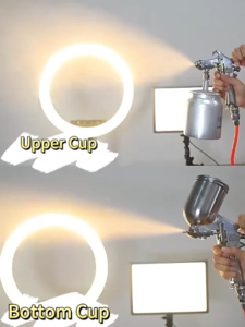 Spray Gun Spet Cat Angin Mesin F75 Srebrny uchwyt Regulowany kolorowy pistolet Tabung Atas Spet Semprot Cat Tabung Atas