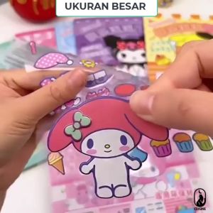 Quiet Book Sticker Sanrio Lucu Buku Mainan Edukasi Bongkar Pasang Busy Book Anak