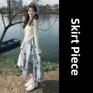 PEIZIXUAN | Elegant French Style Blue Floral Long Dress Summer