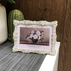 Elegant European Style Metal Pearl Photo Frame Stand 6/7/8/10 Inch Wall Hanging Wedding Photo Frame Bedroom Decorations