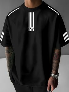 The 2025 summer new mens T-shirt is a casual fashionable outdoor street and simple mens top