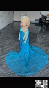 Váy Elsa dài đính hạt lộng lẫy cho bé gái Đầm Elsa cho bé đi tiệc sinh nhật Trang phục Halloween