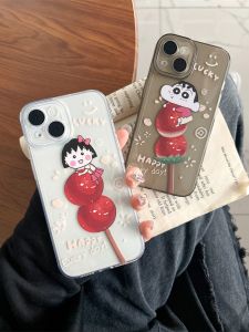 Cartoon Crayon Shinchan Cherry Small Ball Couple Suitable New  13 Angel Eye 12 Transparent Silicone Full Cover Anti-Fall Women 8 plus