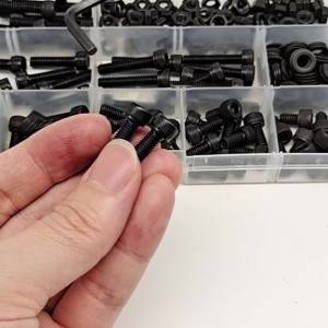 1 Box M1.6 M2 M2.5 M3 M4 M5 M6 M8 DIN912 Black Grade 12.9 Steel Hex Hexagon Socket Allen Cap Head Screw Bolt Nut Assortment Kit
