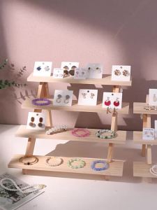 Solid Wood Jewelry Display Stand Stepped Display Stand Card Storage Stand Display Jewelry Small Statues Small doll Display Stand