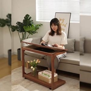 Solid Wood Side Table Cabinet Removable Square Table With Wheels Mini Coffee Table Living Room Coffee Table KENV