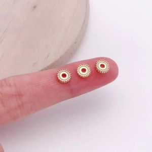 20/30 Chiếc Đồng Mạ Vàng 18K Dày Miếng Đệm Hạt 6 Mm Màu Trắng Bạc Chấm Bánh Xe Tự Làm Trang Sức Làm Phụ Kiện